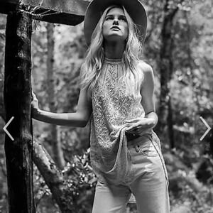 Free People Maisie Lace Tunic Tank Grey